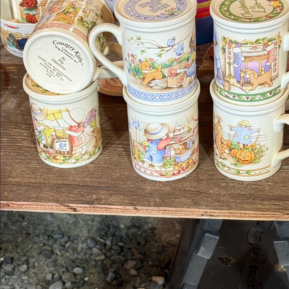 Country Kids Playful Mug Set - Cream and Multicolor